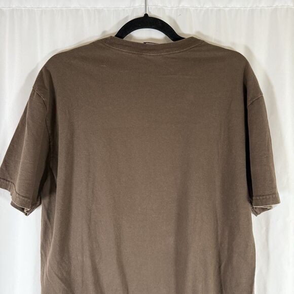 Quicksilver Shirt Men's Large Brown Hawaii Print Short Sleeve Crew Neck Cotton - Picture 8 of 8